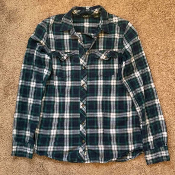 Eddie Bauer XS Blue/Green Flannel - Picture 2 of 3